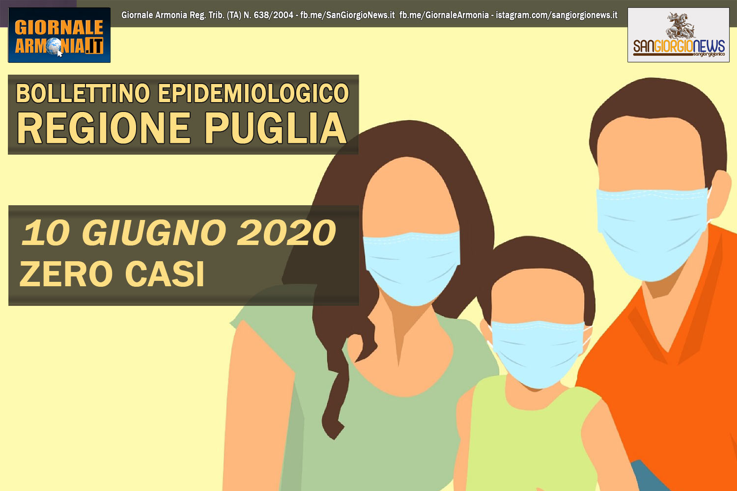 10 GIUGNO 2020 - BOLLETTINO EPIDEMIOLOGICO REGIONE PUGLIA